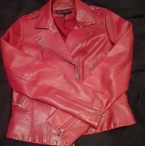 Red White House Black Market Leather Jacket